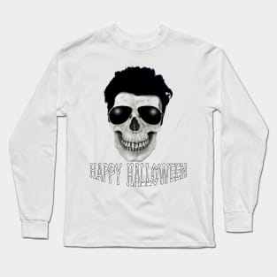 Spooky Funny Happy Halloween Skull with Sunglasses Long Sleeve T-Shirt